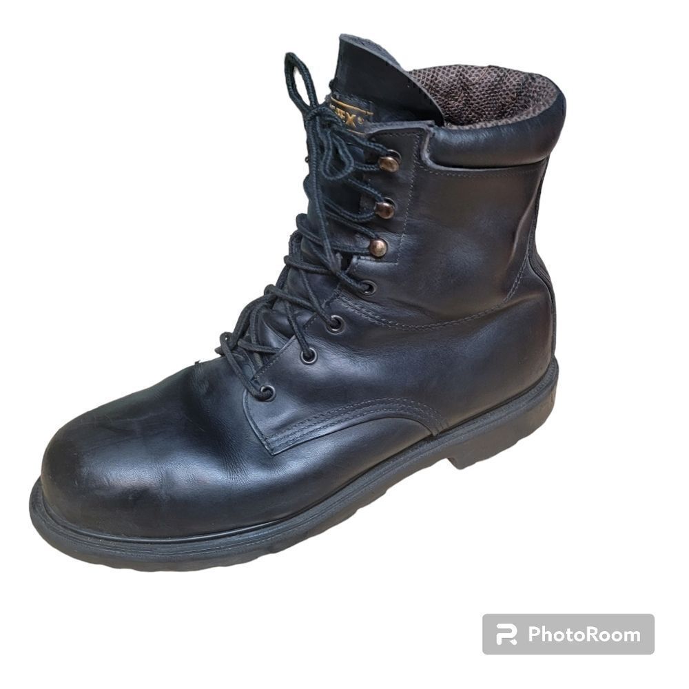 COPY - Red Wing Men's Black Leather Gore-Tex Steel Toe Work Boots. Size 12